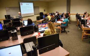 Judy Morrison instructs a class at WSU Tri-Cities