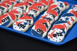 Vote cookies at the grand opening of a ballot drop box at WSU Tri-Cities