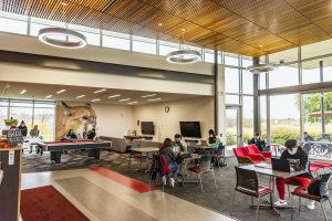 Students interact in the Student Union Building at WSU Tri-Cities