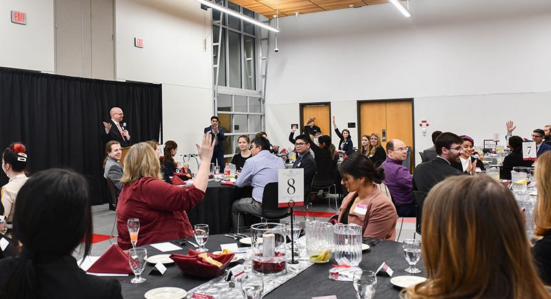 Chris Meiers speaks at the WSU Tri-Cities Etiquette Dinner