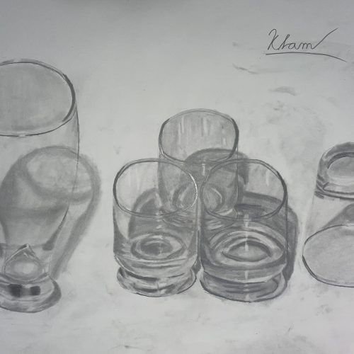 drawing of drinking glasses