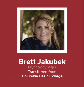 Brett Jakubek - Psychology major, transferred from Columbia Basin College
