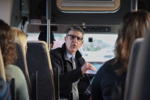 Michael Novakovich, Visit Tri-Cities’ president and CEO, took students on a bus tour of area attractions before the coronavirus hit